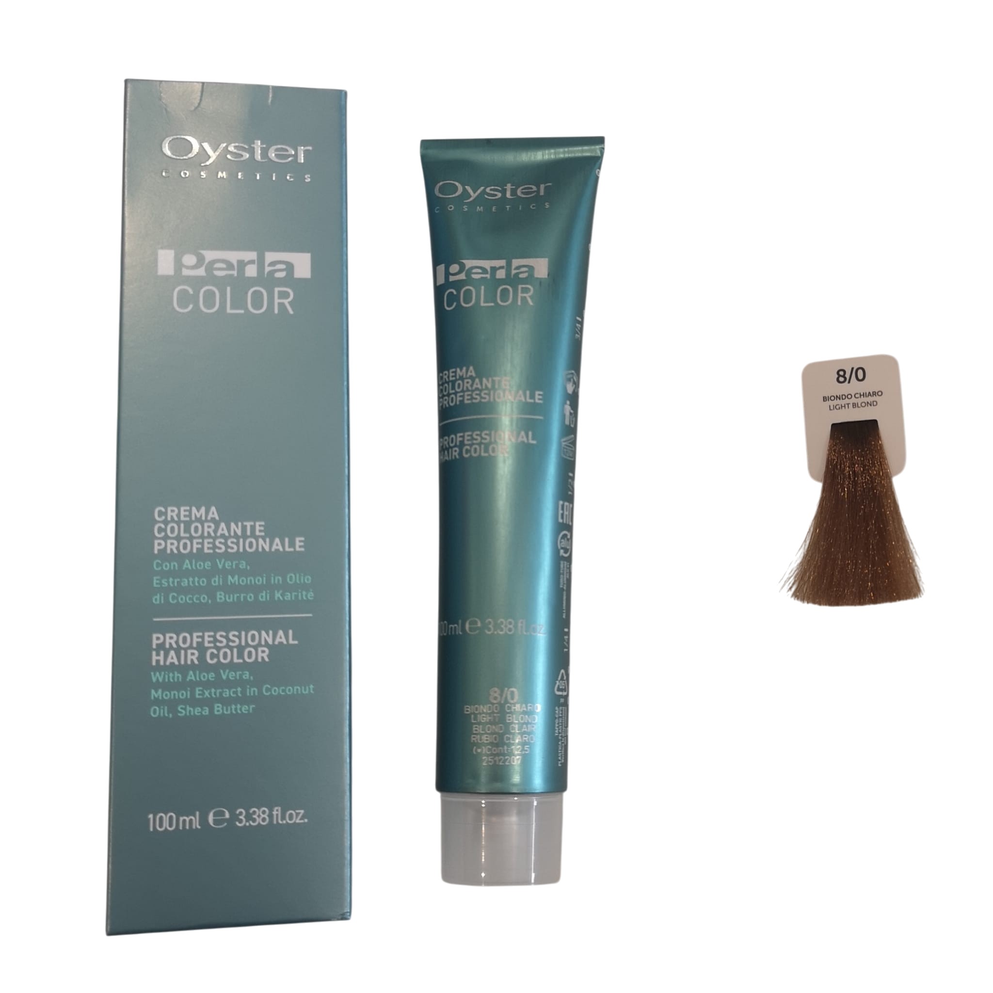 Colore Capelli Professionale N. 8/0 Biondo Chiaro Perla Color Oyster Cosmetics 100ml